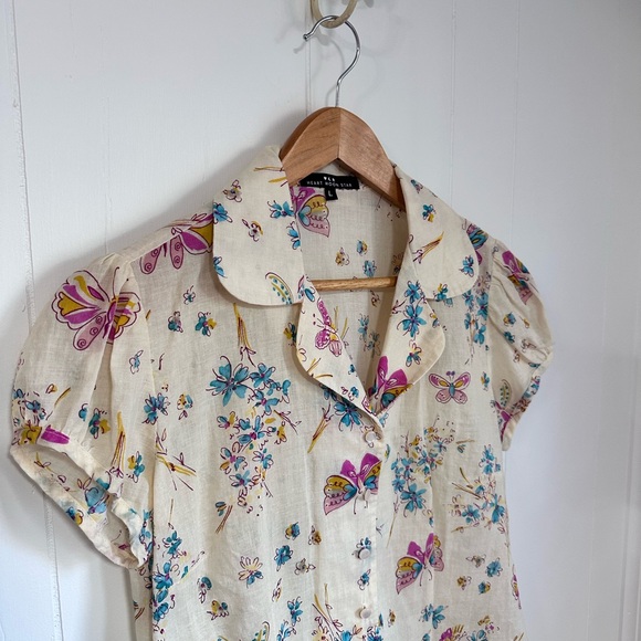 Heart Moon Star Whimsy Goth Butterfly 90s Top - Picture 2 of 3